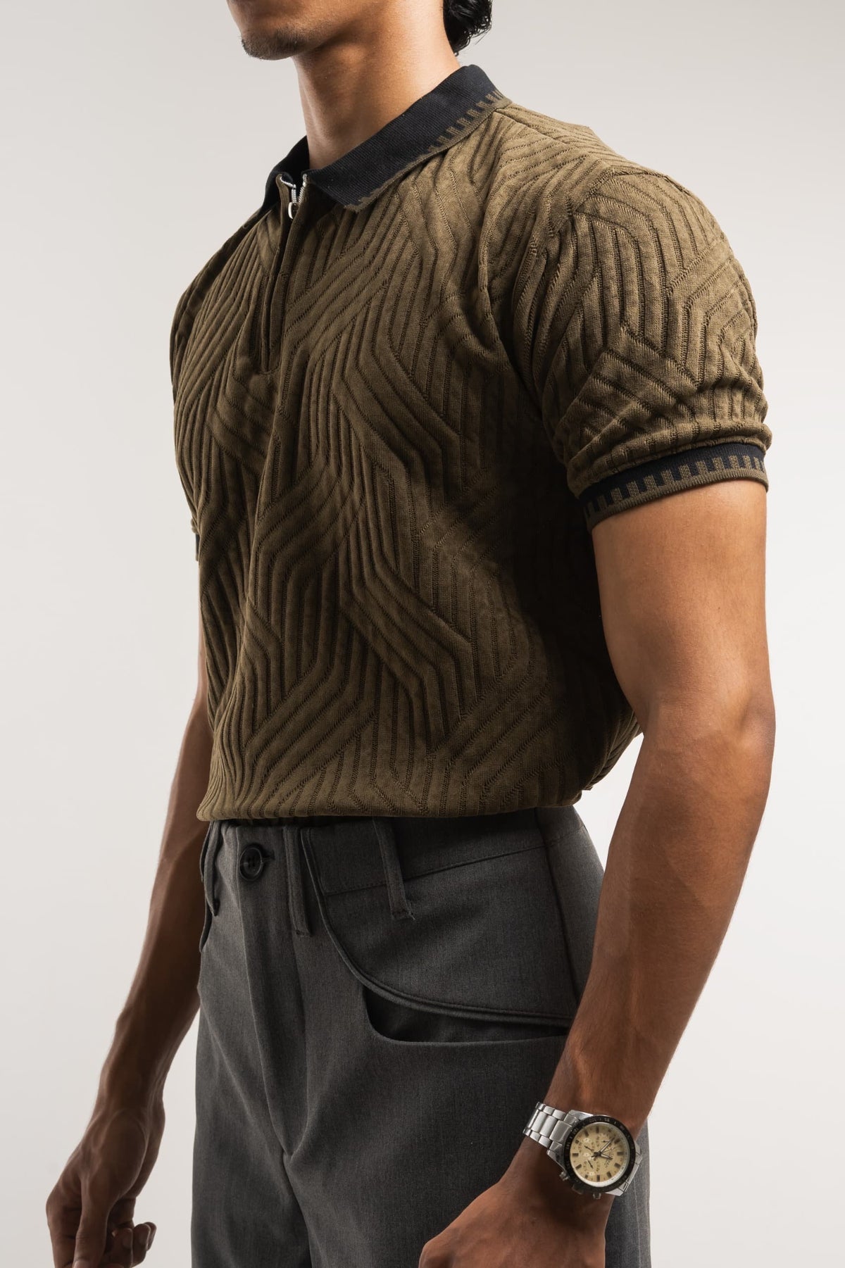 retro knit polo Tshirt