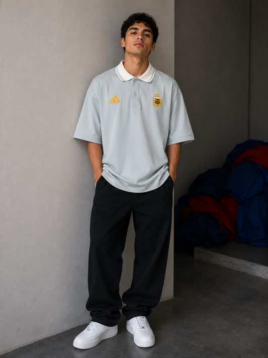 Retro Football Oversized Polo T-Shirt