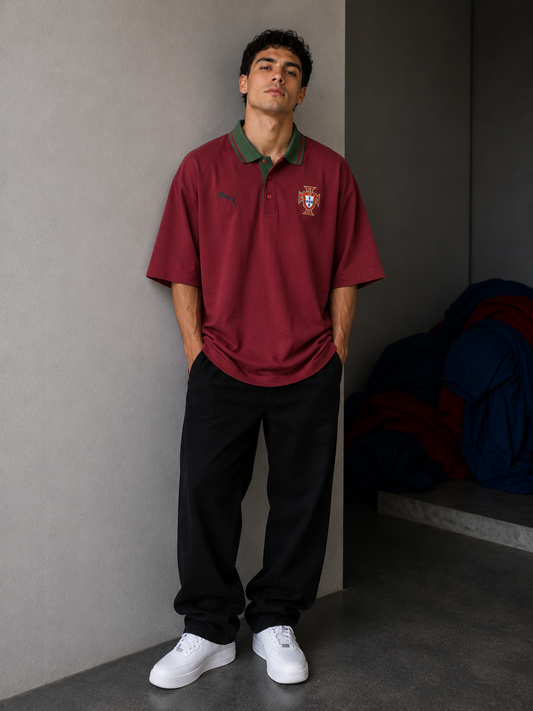 Retro Football Oversized Polo T-Shirt