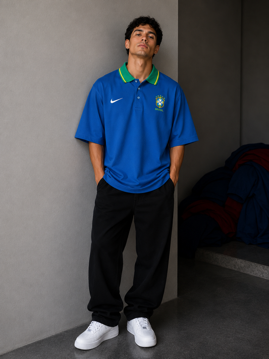 Retro Football Oversized Polo T-Shirt