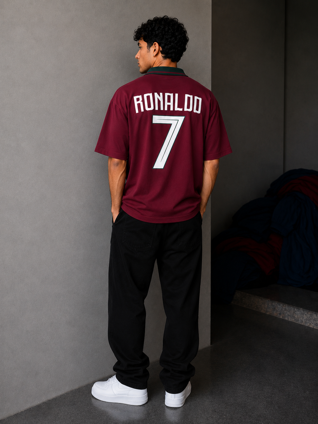 Retro Football Oversized Polo T-Shirt