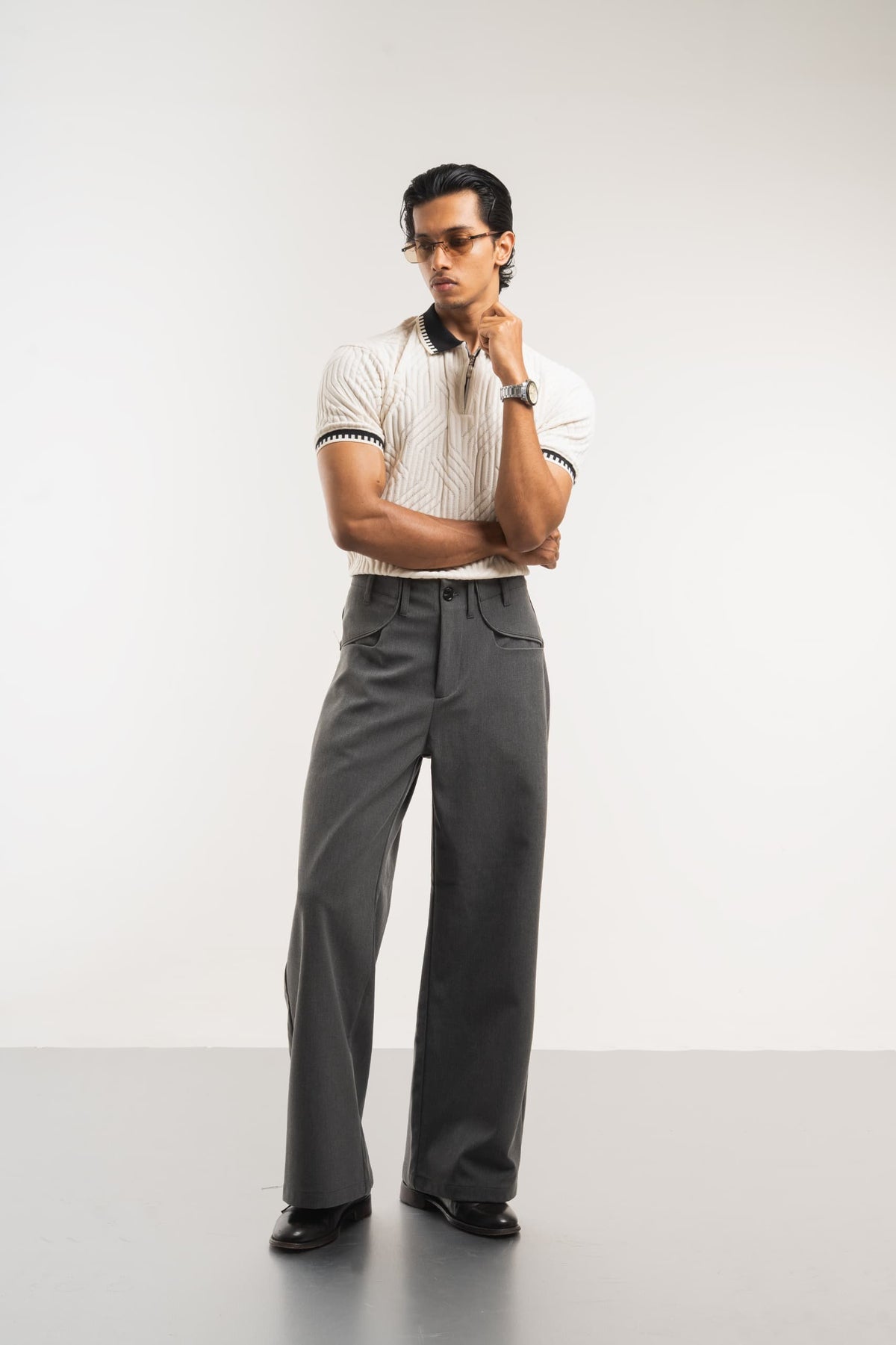 retro knit polo Tshirt