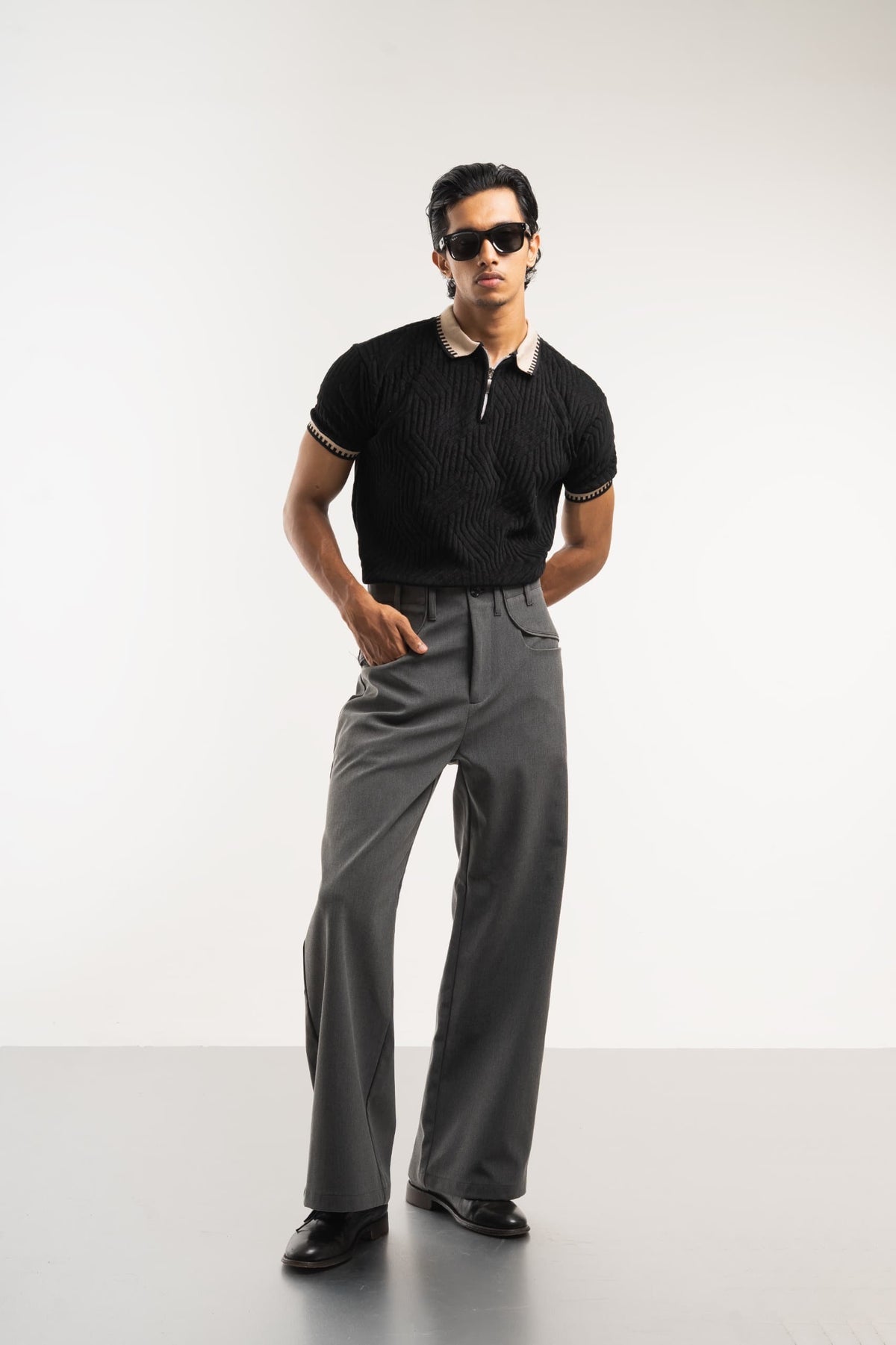 retro knit polo Tshirt