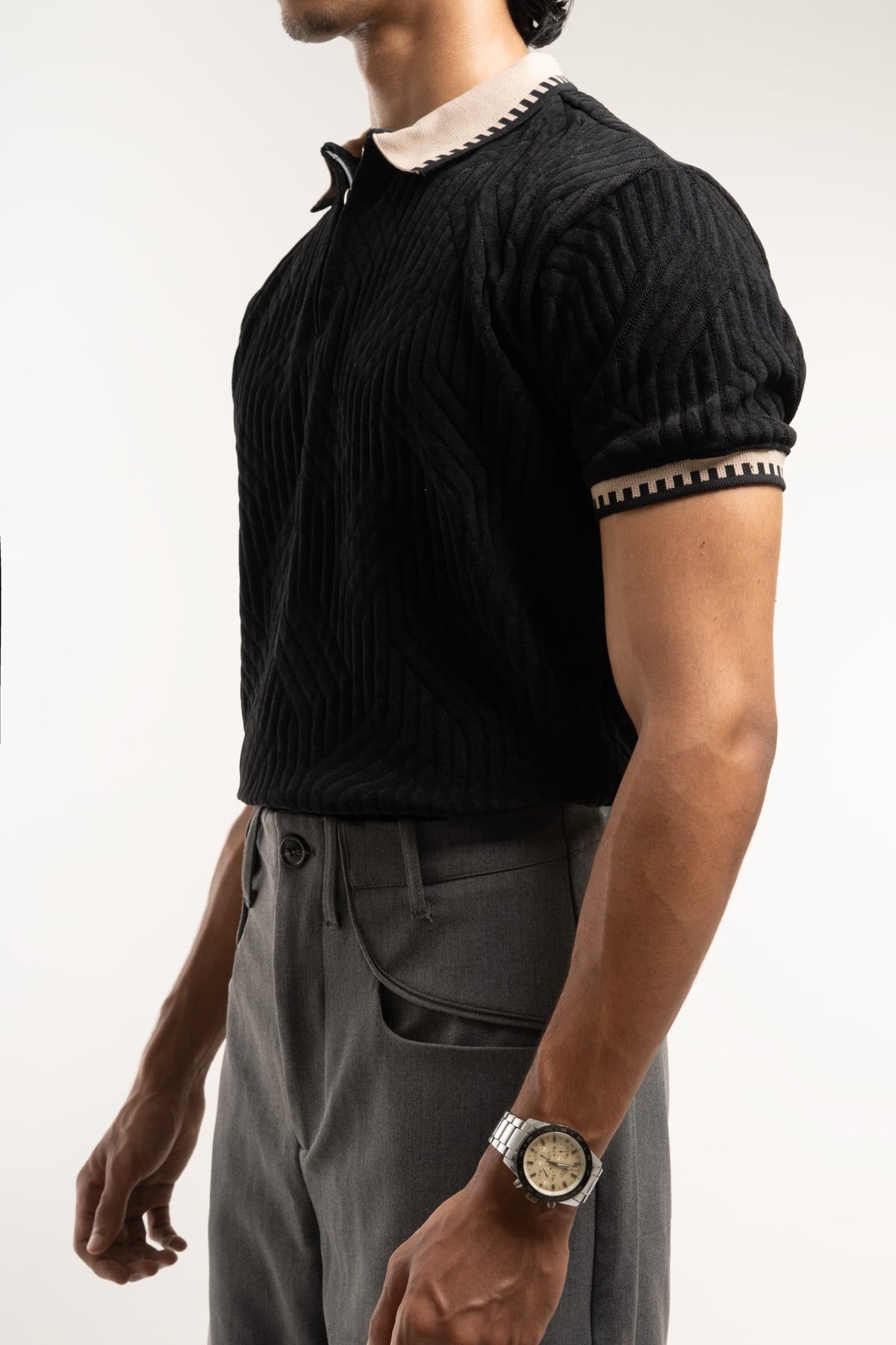 retro knit polo Tshirt